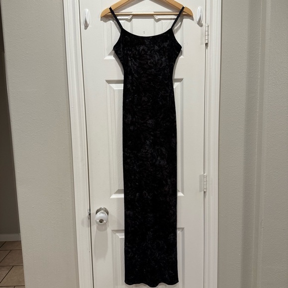 Vtg Y2K Bebe Maxi Slip Dress Black Velvet Goth Whimsigoth Vamp Witchy Sz Small - Picture 1 of 9